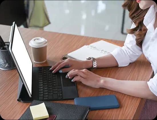 Professional studying and taking notes